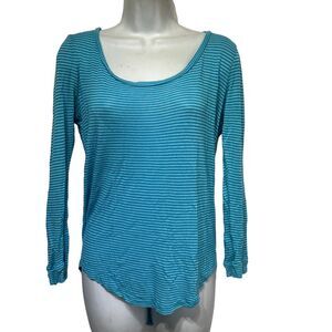 whetherly blue stripe long sleeve tunic blouse Size S